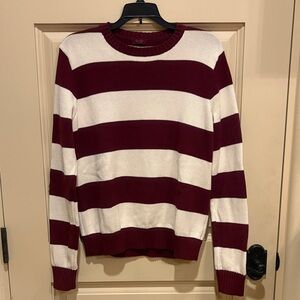 Brandy Melville Maroon and White striped Sweater